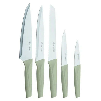 Set De 5 Cuchillos Con Taco Organic Menta Bloque Viners3#Verde